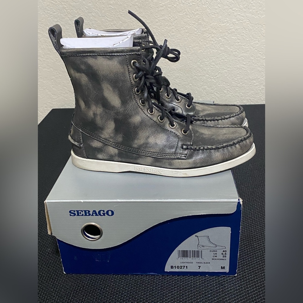 Mens Sebago Lighthouse Tinsel Black Boots sz 7